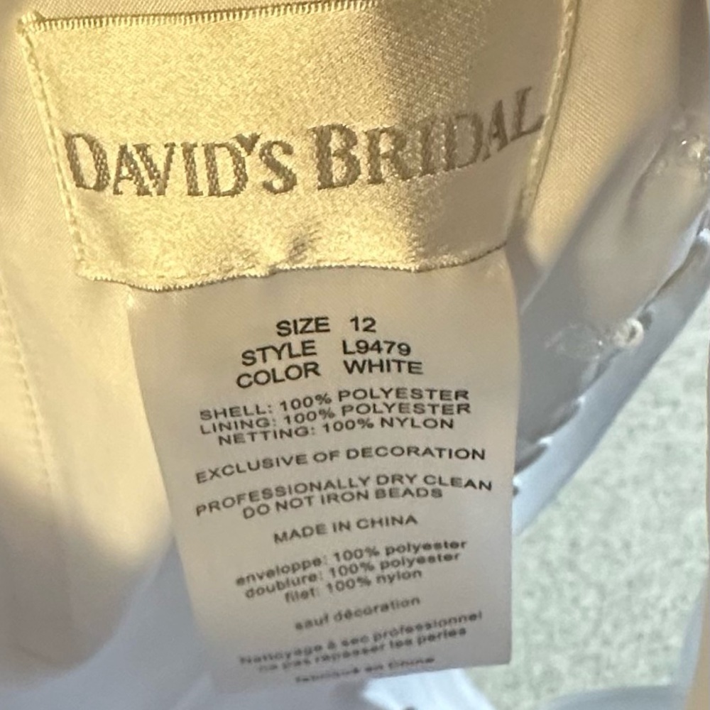 David's Bridal White Ruched Tiered Gown - Picture 3 of 8